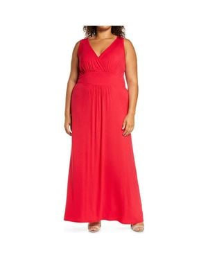 Loveappella Surplice Maxi Dress - Red