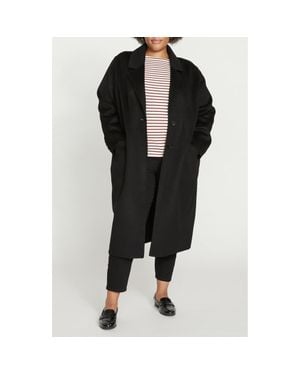 UNIVERSAL STANDARD Belted Wool Blend Double Face Long Coat - Black