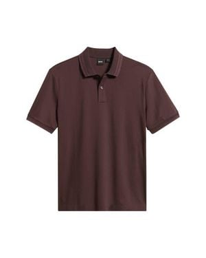 BOSS Parlay Tipped Cotton Polo - Brown