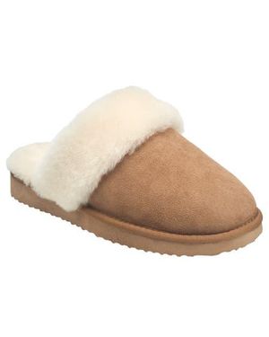 French Connection Gens Fur Band Open Slipper - Natural