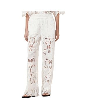 AllSaints Charli Embroidered Wide Leg Pants - Natural