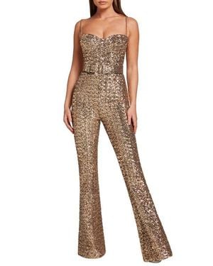 Nadine Merabi Lucinda Sequin Sleeveless Jumpsuit - Natural
