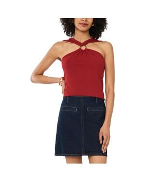 Vince Camuto Metal Ring Detail Knit Tank - Red