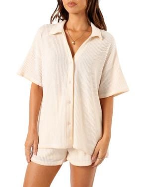 Petal & Pup Bobby Knit Button-Up Shirt & Shorts Set - White