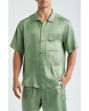 Lunya Washable Silk Button-Up Short Pajamas - Green