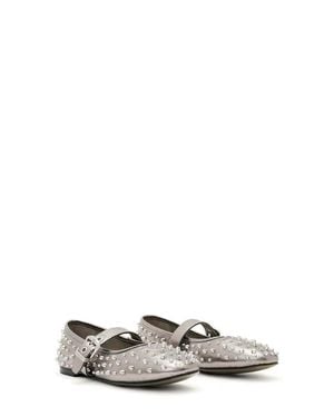 AllSaints Holly Studded Ballet Flat - White