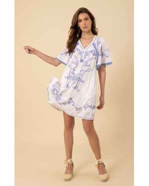 Hale Bob Lennox Embroidered Dress - Natural