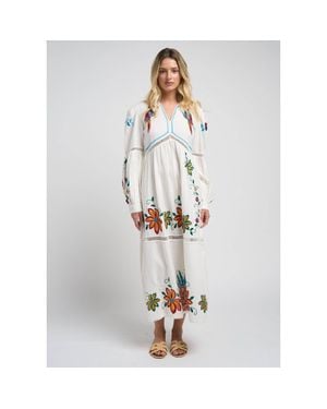 Guadalupe Sofia Parrot Dress - White