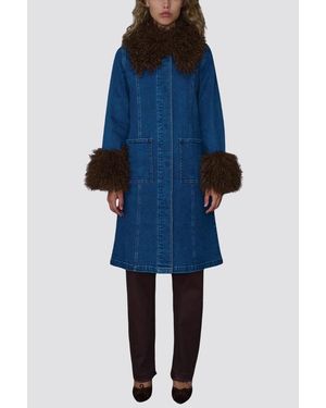 TT Studios Penny Denim Faux Fur Jacket - Blue