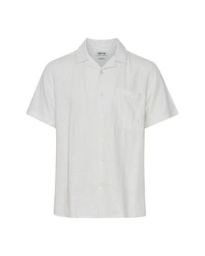 Solid Allan Solid Linen Blend Camp Shirt - White