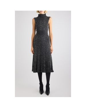 green emerald velvet dress Mixed Media Fit and Flare Sweater Dress  English Factory
