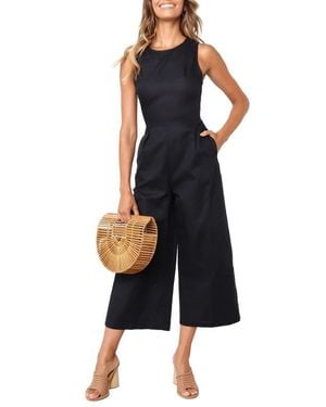 Petal & Pup Ester Sleeveless Crop Wide Leg Jumpsuit - Black