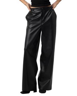 Blank NYC Low Rise Baggy Faux Leather Pants - Black