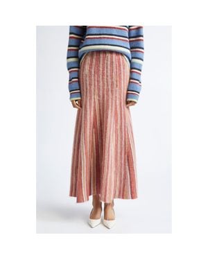Zankov Zander Stripe Mohair & Alpaca Blend Sweater Skirt - Blue