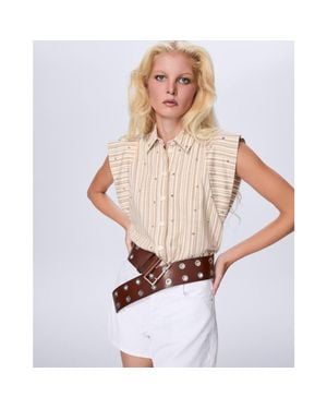 Theo the Label Astraea Stripe Embellished Sleeveless Shirt - Multicolor