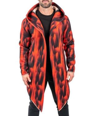 Maceoo Hooded Longline Jacket - Red