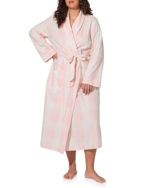 Bedhead Print Cotton Flannel Robe - Pink