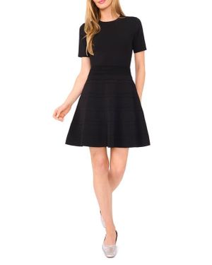 Ted Baker Rib Detail Fit & Flare Sweater Minidress - Black