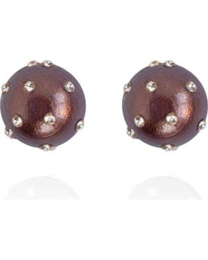 Saule Label Gaia Jet Petite Earrings - Brown