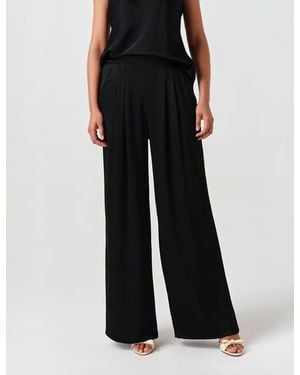 Ghost Andie Pleated Wide Leg Satin Trouser - Black