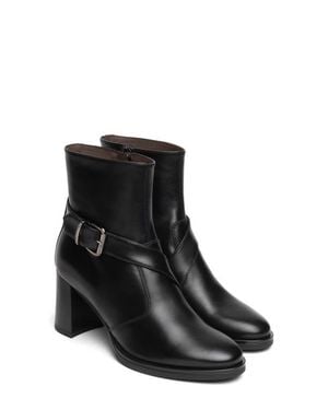Nero Giardini Leather Ankle Strap Bootie - Black