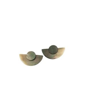LIKHÂ 3-In-1 Mother-Of-Pearl Geometric Stud Earrings Set - Green