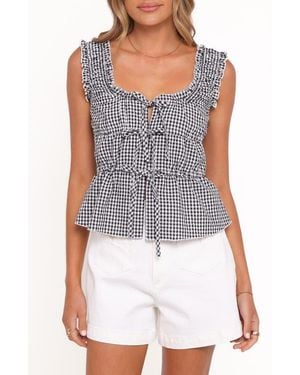 Petal & Pup Harper Gingham Tie Front Tank - Blue