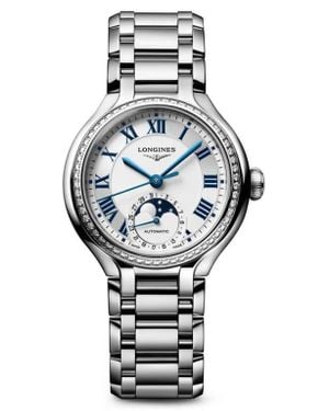 Longines Primaluna Moonphase Diamond Bezel Bracelet Watch, 34Mm - Gray