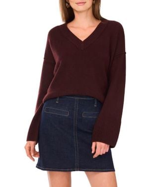 Vince Camuto High-Low V-Neck Sweater - Purple