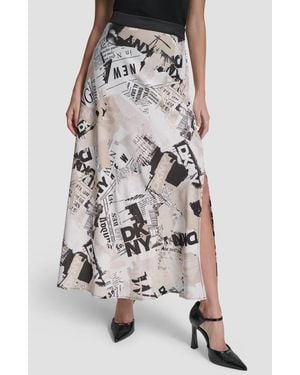 DKNY Newspaper Print Maxi Skirt - Multicolor