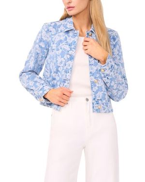 Ted Baker Rose Print Denim Jacket - Blue