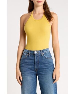 RE/DONE Sylvie Ribbed Halter Tank - Blue