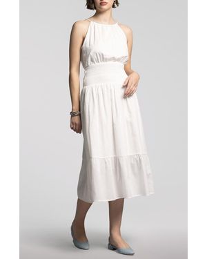 WEEKEND LOS ANGELES Felicity Smock Waist Cotton Dress - Gray