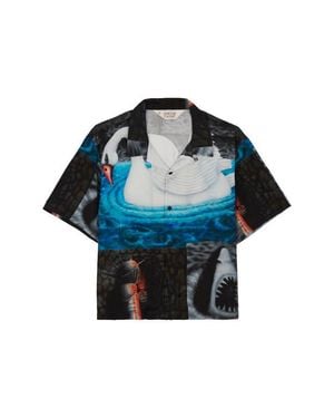 Brain Dead Copia Graphic Camp Shirt - Blue
