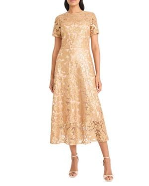 Maggy London Sequin Fit & Flare Cocktail Dress - Natural