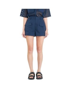 Endless Rose Flap Pocket High Waist Shorts - Blue