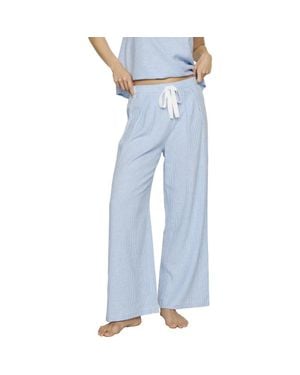 Eberjey Linen Blend Drawstring Lounge Pants - Blue