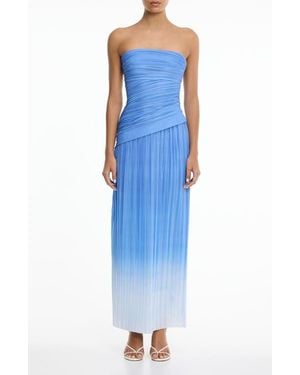 Significant Other Nesta Plissé Strapless Maxi Cocktail Dress - Blue