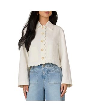 Wit & Wisdom Scallop Detail Cotton Crop Jacket - White