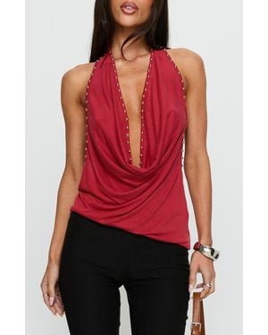 Princess Polly Khoda Studded Cowl Neck Open Back Top - Red