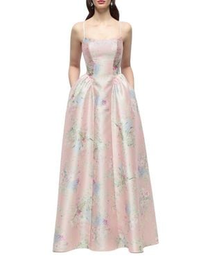 The Dessy Group Jillian Floral Satin Twill Gown - Multicolor