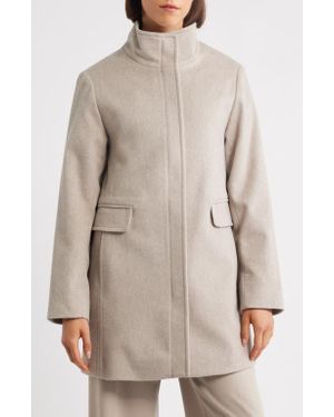Fleurette Zoey Stand Collar Wool Car Coat - Natural