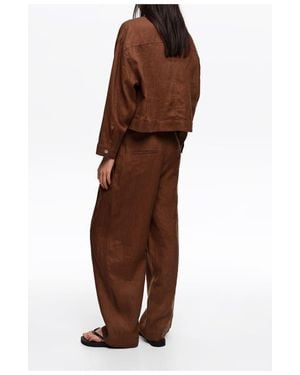 Bimba Y Lola Linen Boxy Jacket - Brown