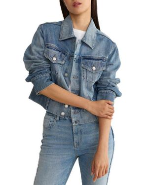 WARP+WEFT Crop Denim Jacket - Blue