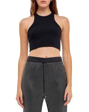 Grey Lab Racerback Crop Tank - Black