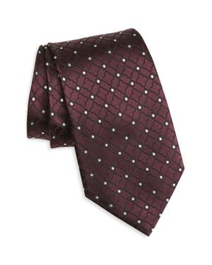 ZEGNA Geometric Silk Jacquard Tie - Red