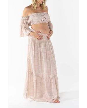 ANGEL MATERNITY Chantal 2 Piece Maternity Photoshoot Dress - Pink