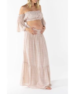 ANGEL MATERNITY Chantal 2 Piece Maternity Photoshoot Dress - Pink