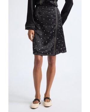 Wales Bonner Cosmic Studded Faux Wrap Satin Midi Skirt - Gray
