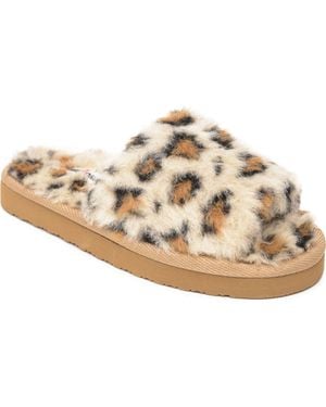 Minnetonka Lyla Faux Fur Slide Slipper - Metallic